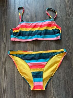 Xhilaration Striped Neon Bikini